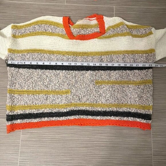 Mystree Multicolor Striped Drop-Shoulder Crewneck Sweater Size Small - Picture 11 of 14
